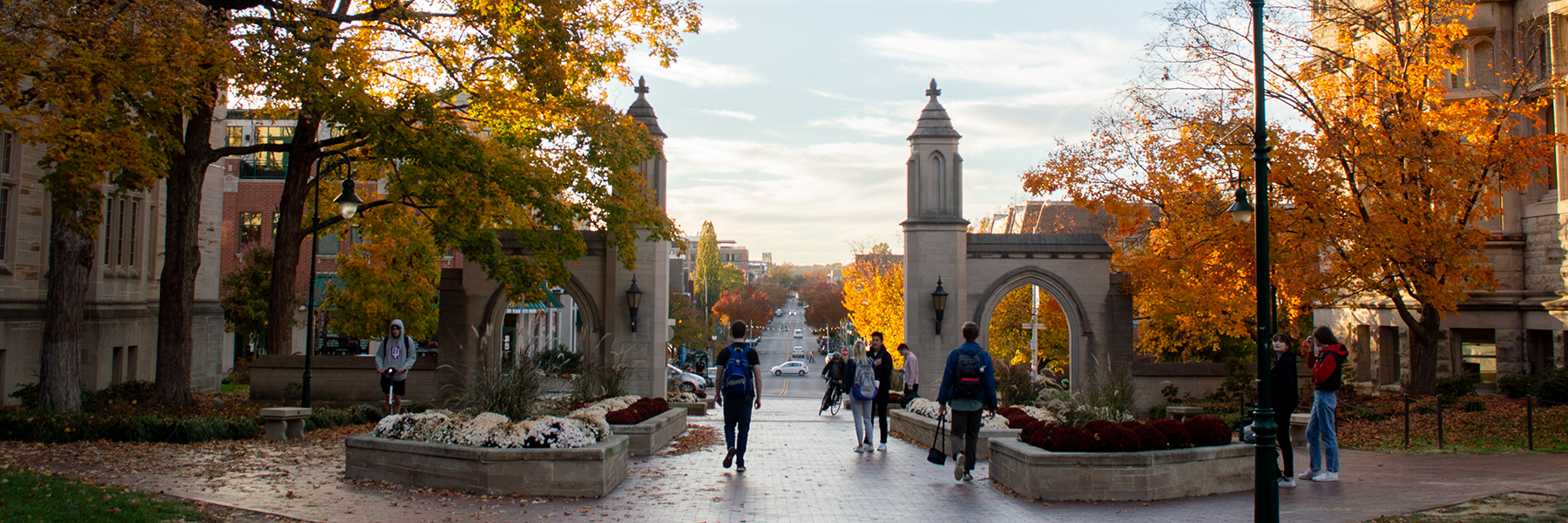 Sample gates on IU Bloomington campus in the fall.